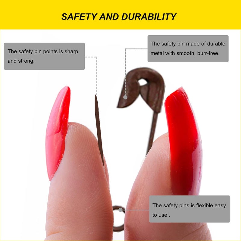 keepsweat Small Safety Pins,0.75 Inch Mini Safety Pins for Clothes,Coffee Safety Pin Rust Resistant Nickel Plated Steel Set for Crafting,Sewing,Rimming Fastening Clip Button for Garment Hang Tag 120pcs/box - Image 3